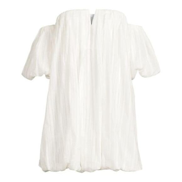 MISA LOS ANGELES Cosima Off Shoulder Mini Dress White Silver Cotton Small NEW - Picture 7 of 15